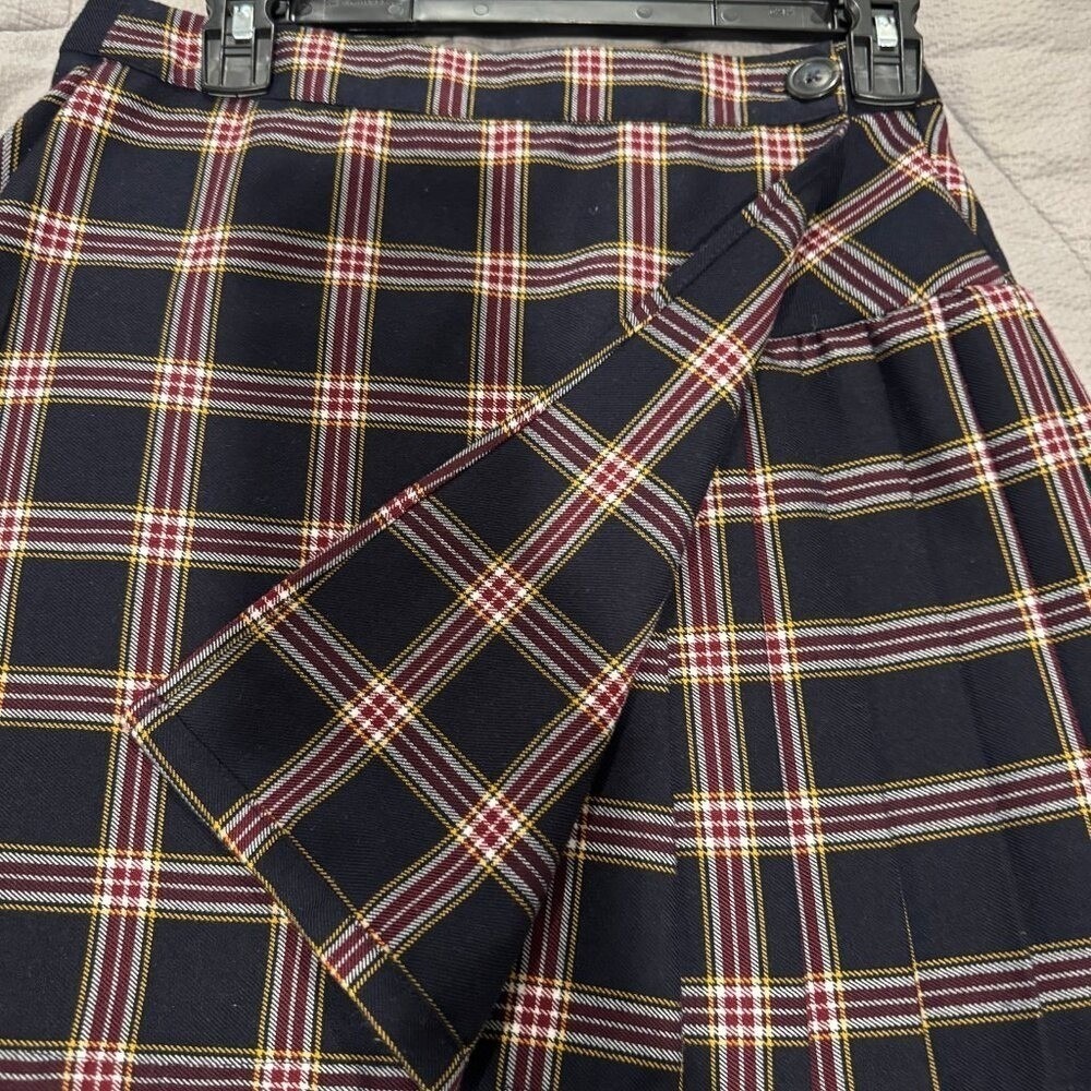 Plaid Wrap Pleated Mini Skirt Juniors M Womens S Preppy Dark Academia Y2K Grunge - Picture 3 of 8
